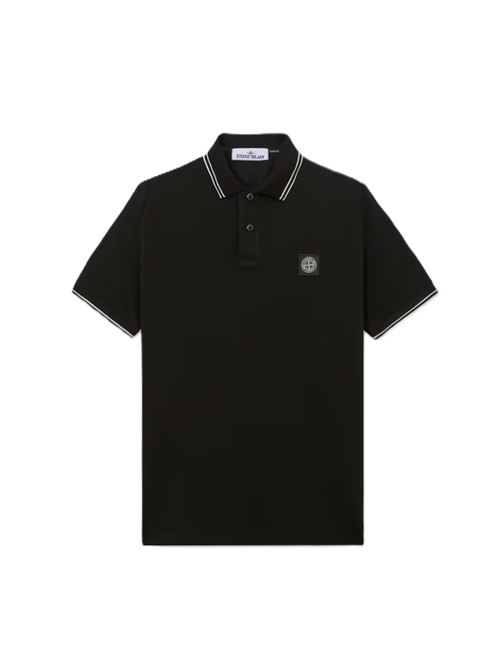 Stone Island Polo vestibilità slim con patch Compass Stone Island | K1S1522002SCS0017V0029 BLACK